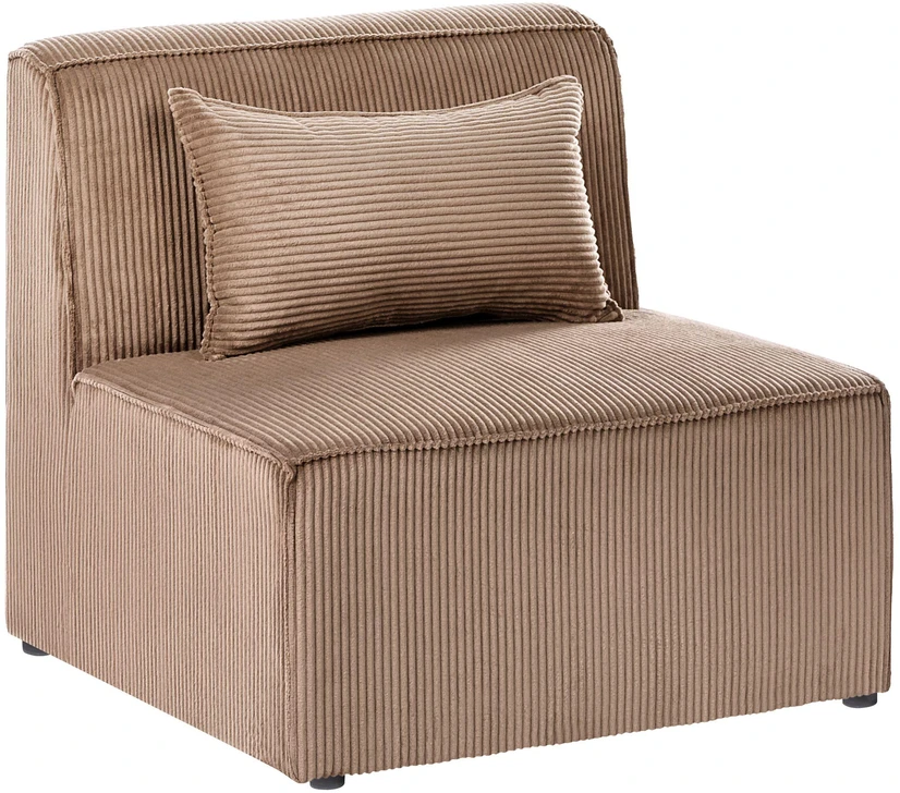 Beliani Trivietė modulinė sofa LEMVIG, smėlio spalvos velvetas