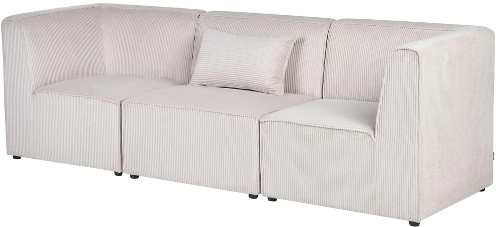 Beliani Trivietė modulinė sofa LEMVIG smėlio spalvos velvetas