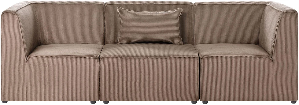 Beliani Trivietė modulinė sofa LEMVIG, smėlio spalvos velvetas