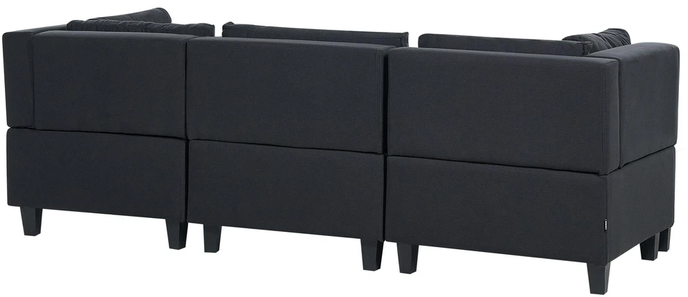 Beliani Trivietė modulinė sofa UNSTAD juoda