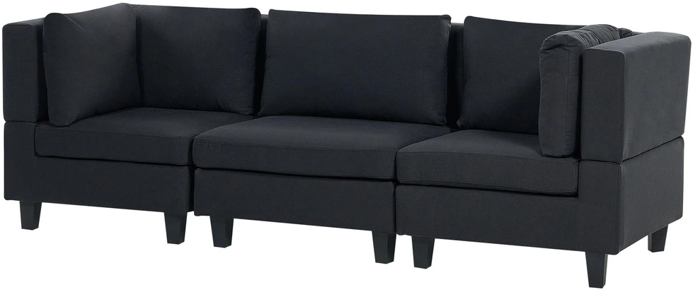 Beliani Trivietė modulinė sofa UNSTAD juoda