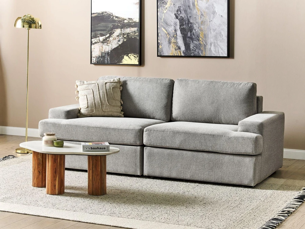 Beliani Trivietė sofa ALLA šviesiai pilka