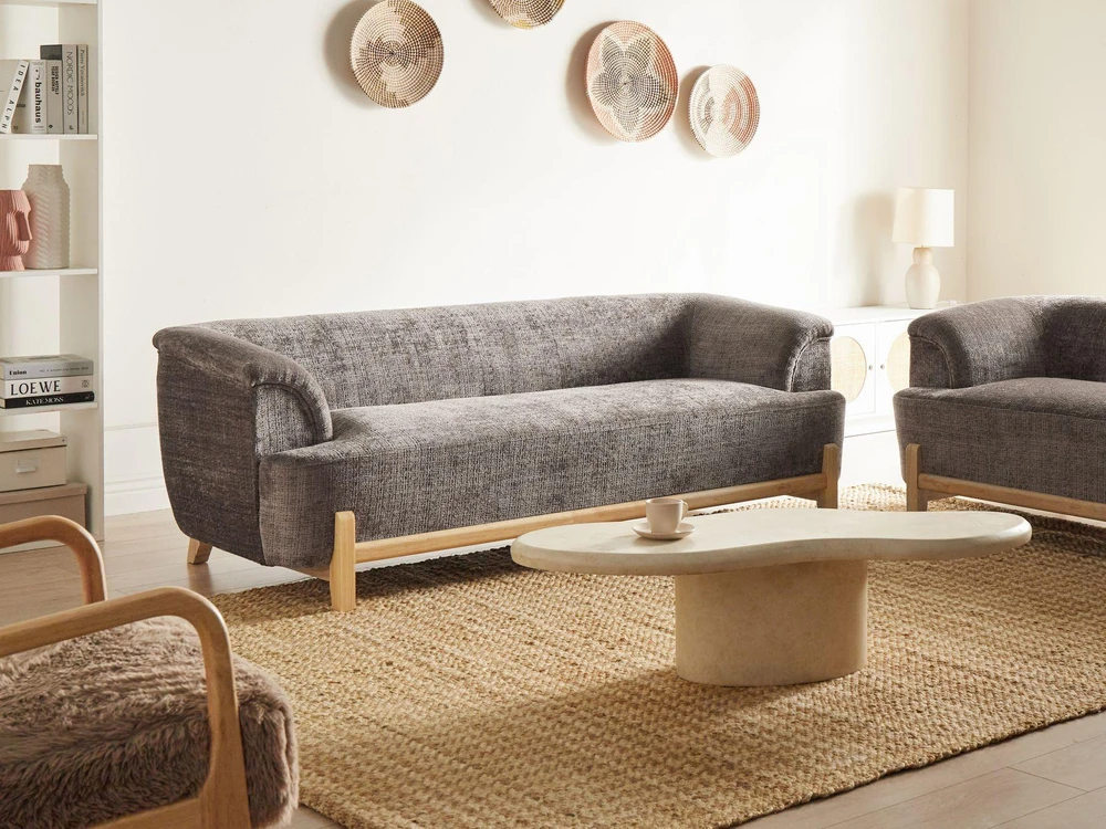 Beliani Trivietė sofa ALNOR, rudas šenilas