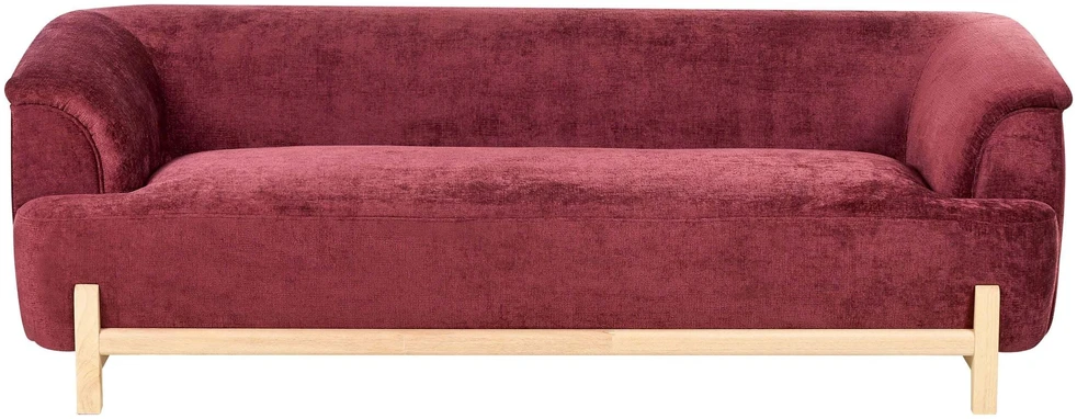 Beliani Trivietė sofa ALNOR šenilinė burgundo spalvos