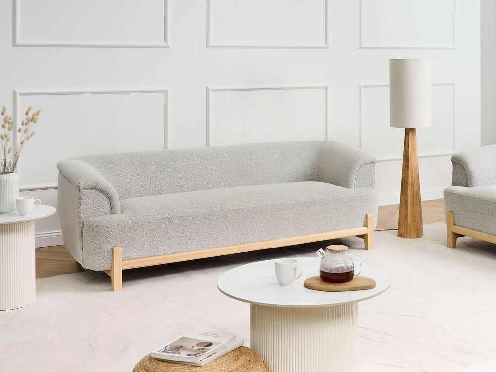 Beliani Trivietė sofa ALNOR šviesiai pilka