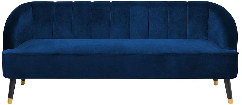 Beliani Trivietė sofa ALSVAG veliūrinė, tamsiai mėlyna