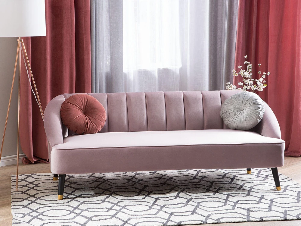 Beliani Trivietė sofa ALSVAG veliūrinė, rožinė