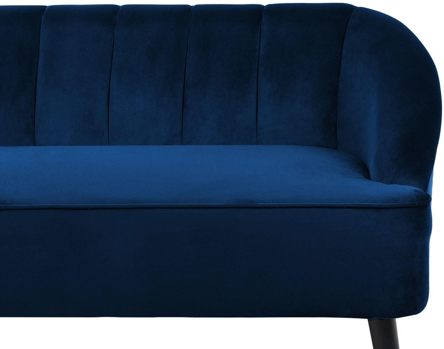 Beliani Trivietė sofa ALSVAG veliūrinė, tamsiai mėlyna