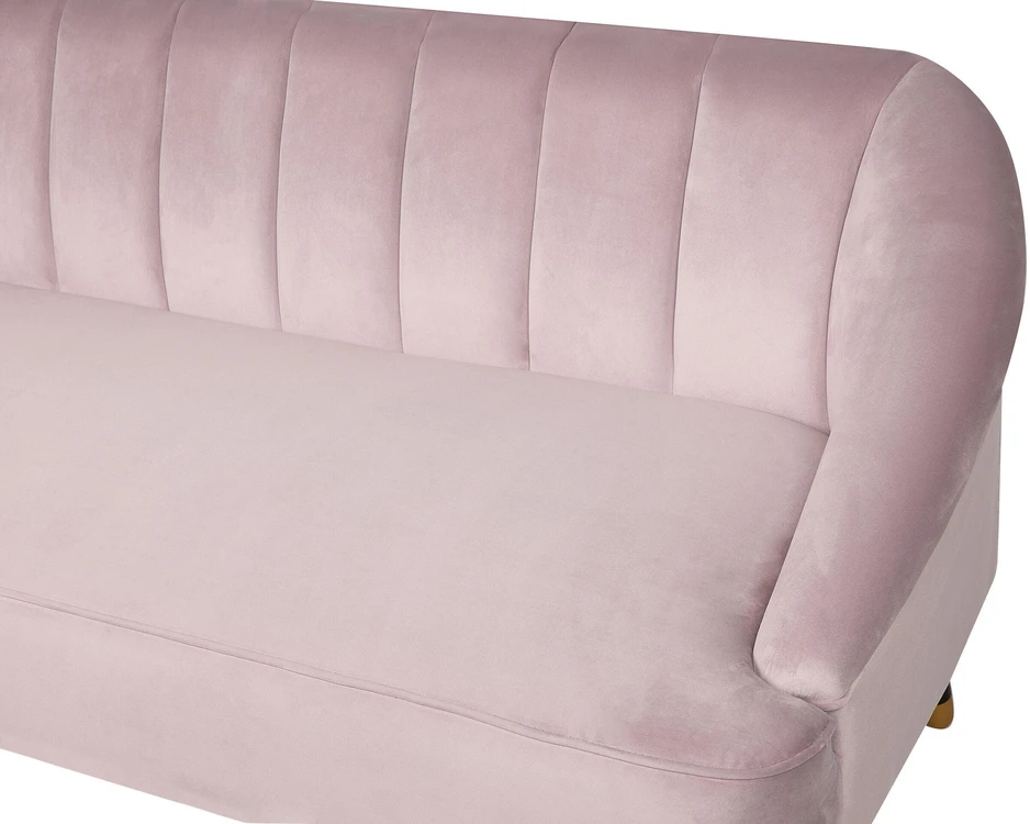 Beliani Trivietė sofa ALSVAG veliūrinė, rožinė