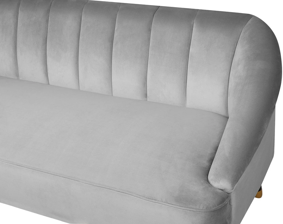 Beliani Trivietė sofa ALSVAG veliūrinė šviesiai pilka
