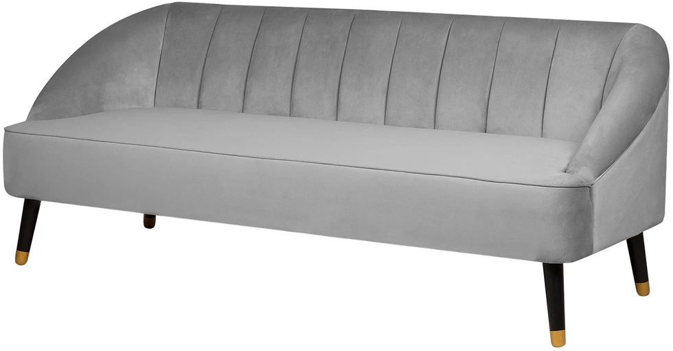 Beliani Trivietė sofa ALSVAG veliūrinė šviesiai pilka