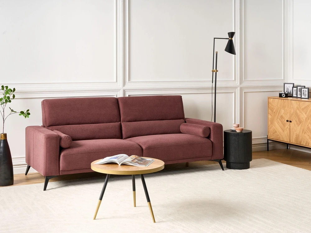 Beliani Trivietė sofa ANGE Burgundinė