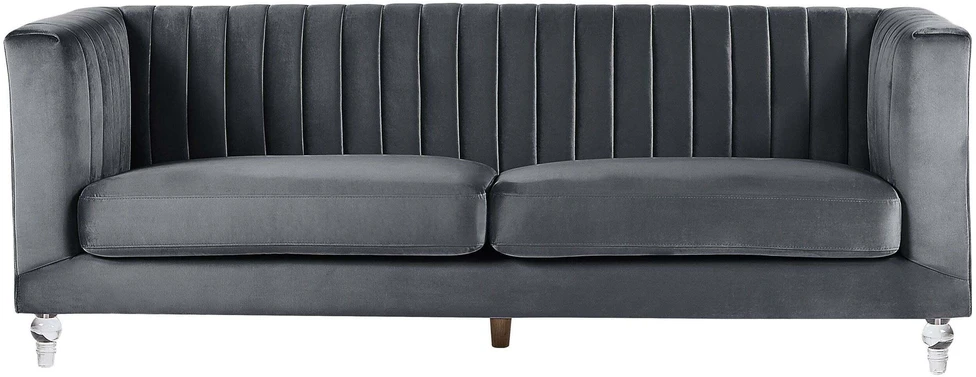 Beliani Trivietė sofa ARVIKA aksominė tamsiai pilka