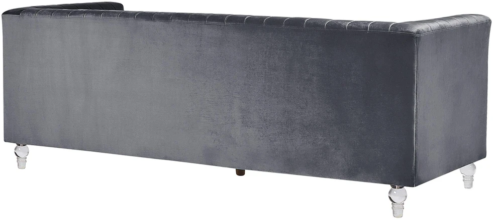 Beliani Trivietė sofa ARVIKA aksominė tamsiai pilka