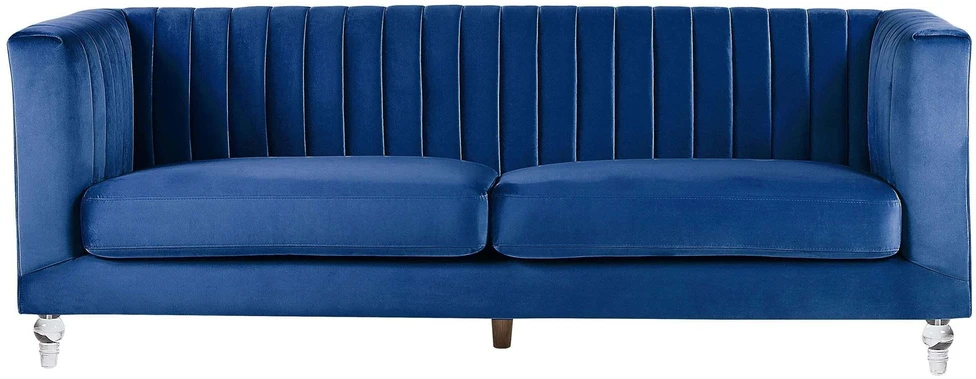 Beliani Trivietė sofa ARVIKA aksominė tamsiai mėlyna
