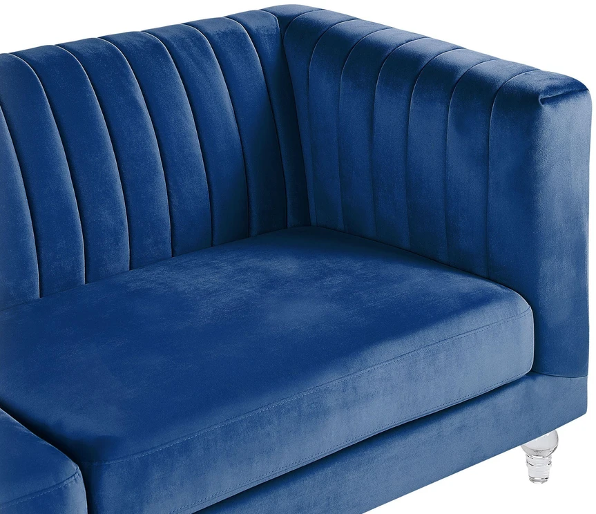 Beliani Trivietė sofa ARVIKA aksominė tamsiai mėlyna