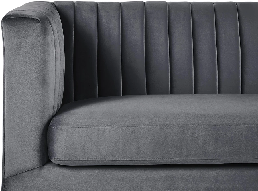 Beliani Trivietė sofa ARVIKA aksominė tamsiai pilka