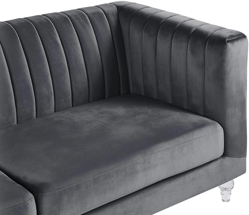 Beliani Trivietė sofa ARVIKA aksominė tamsiai pilka