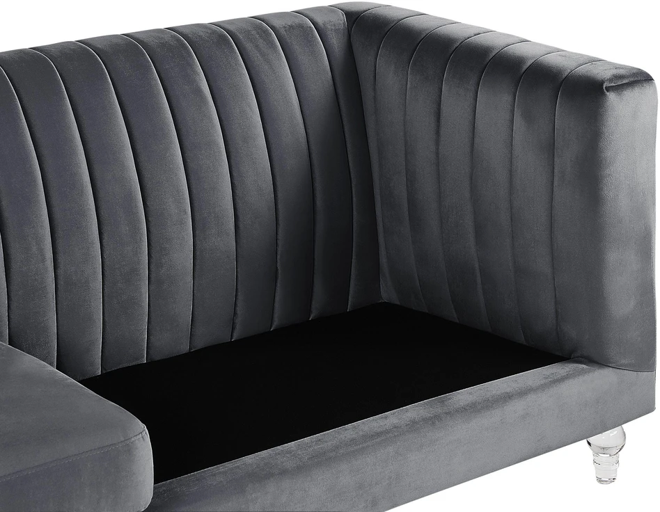 Beliani Trivietė sofa ARVIKA aksominė tamsiai pilka