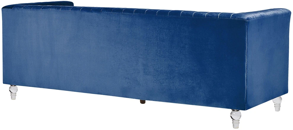 Beliani Trivietė sofa ARVIKA aksominė tamsiai mėlyna