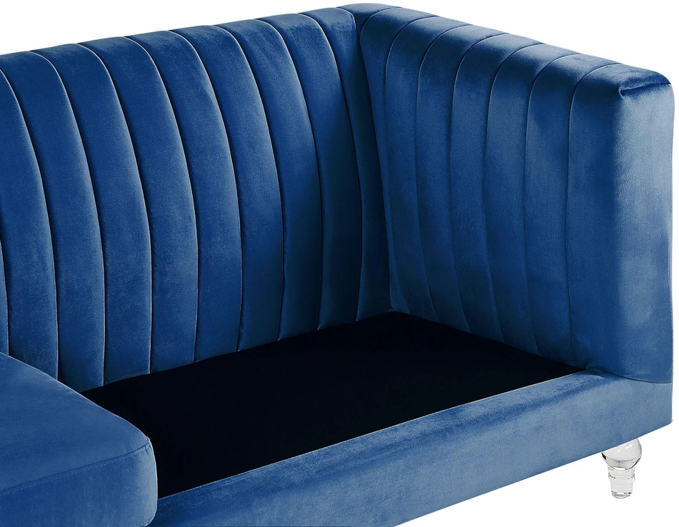 Beliani Trivietė sofa ARVIKA aksominė tamsiai mėlyna