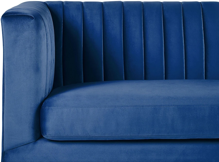 Beliani Trivietė sofa ARVIKA aksominė tamsiai mėlyna