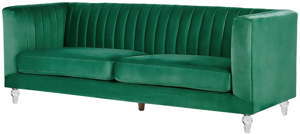Beliani Trivietė sofa ARVIKA aksominė žalia