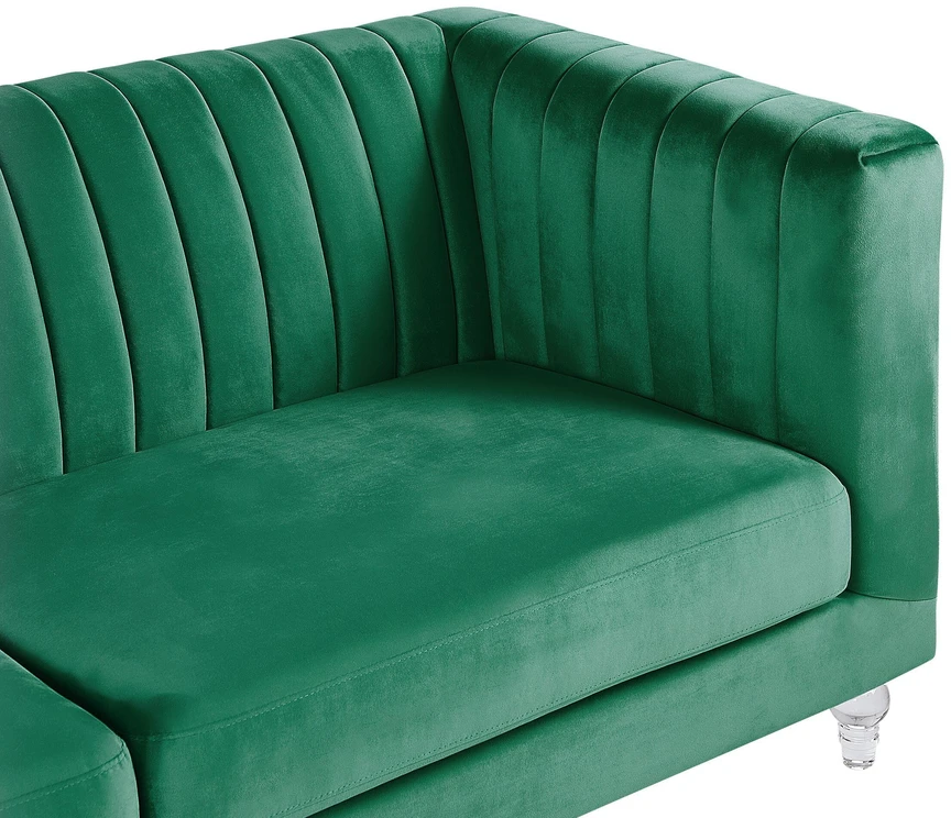 Beliani Trivietė sofa ARVIKA aksominė žalia