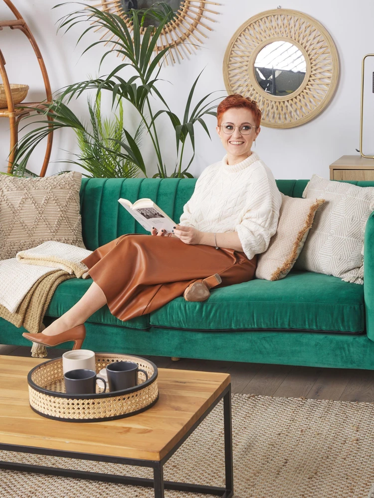 Beliani Trivietė sofa ARVIKA aksominė žalia