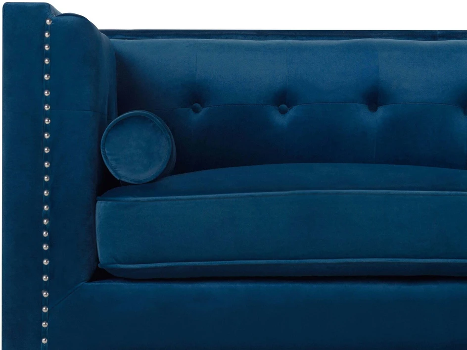 Beliani Trivietė sofa AVALDSENES velvetinė, tamsiai mėlyna