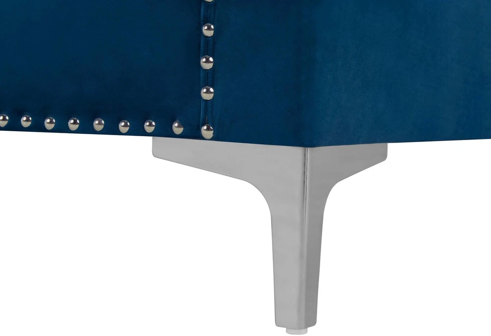 Beliani Trivietė sofa AVALDSENES velvetinė, tamsiai mėlyna