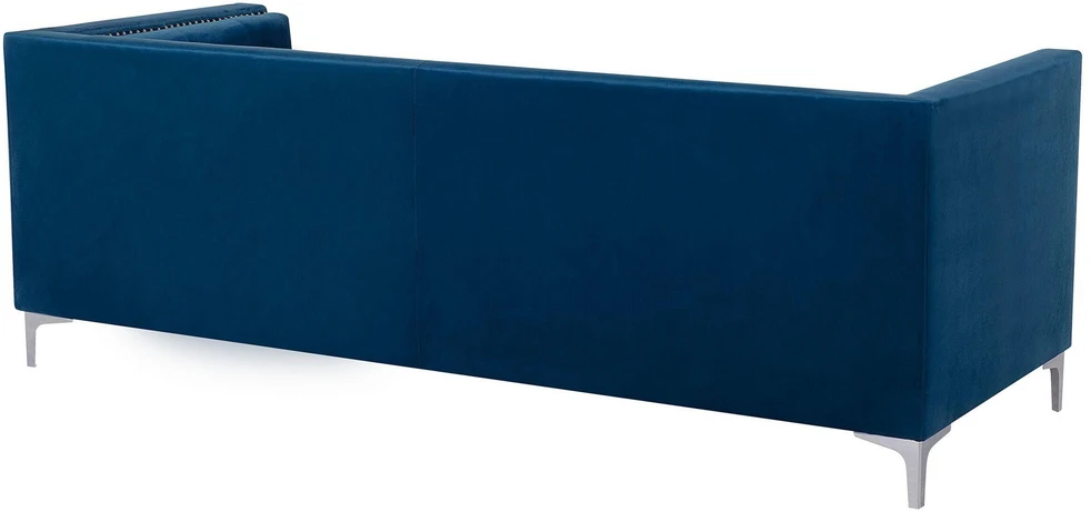 Beliani Trivietė sofa AVALDSENES velvetinė, tamsiai mėlyna