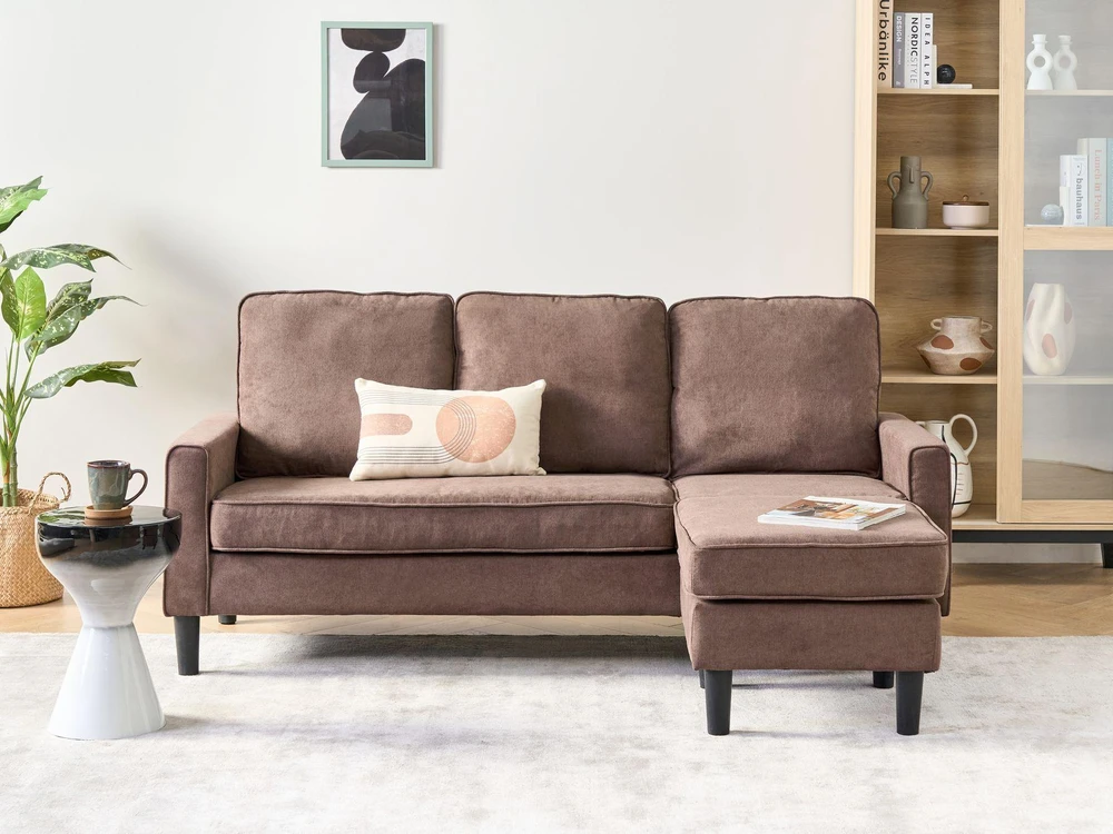 Beliani Trivietė sofa AVESTA, ruda, su otomanu