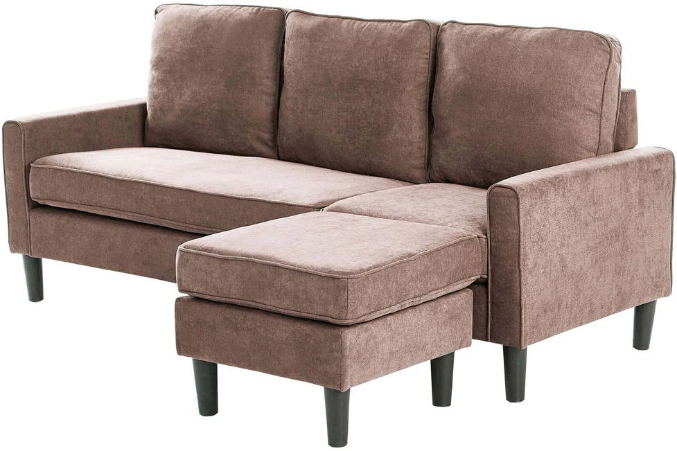 Beliani Trivietė sofa AVESTA, ruda, su otomanu