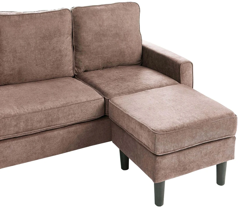 Beliani Trivietė sofa AVESTA, ruda, su otomanu