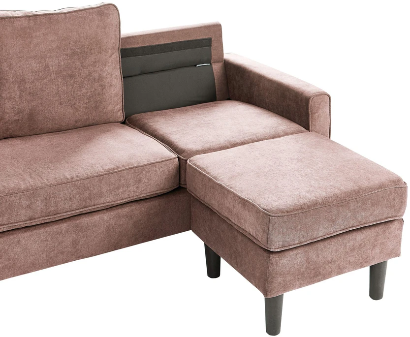 Beliani Trivietė sofa AVESTA, ruda, su otomanu