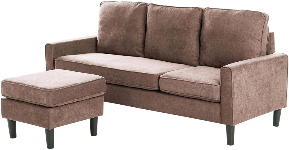 Beliani Trivietė sofa AVESTA, ruda, su otomanu