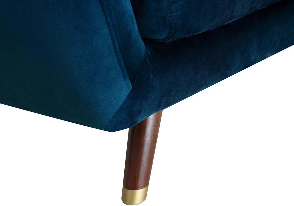 Beliani Trivietė sofa BODO, veliūras, tamsiai mėlyna