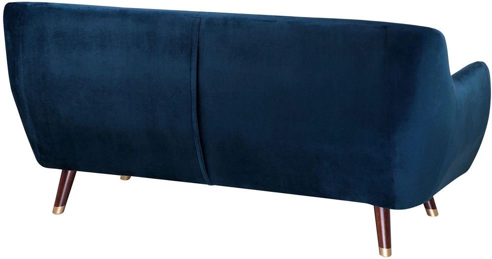 Beliani Trivietė sofa BODO, veliūras, tamsiai mėlyna