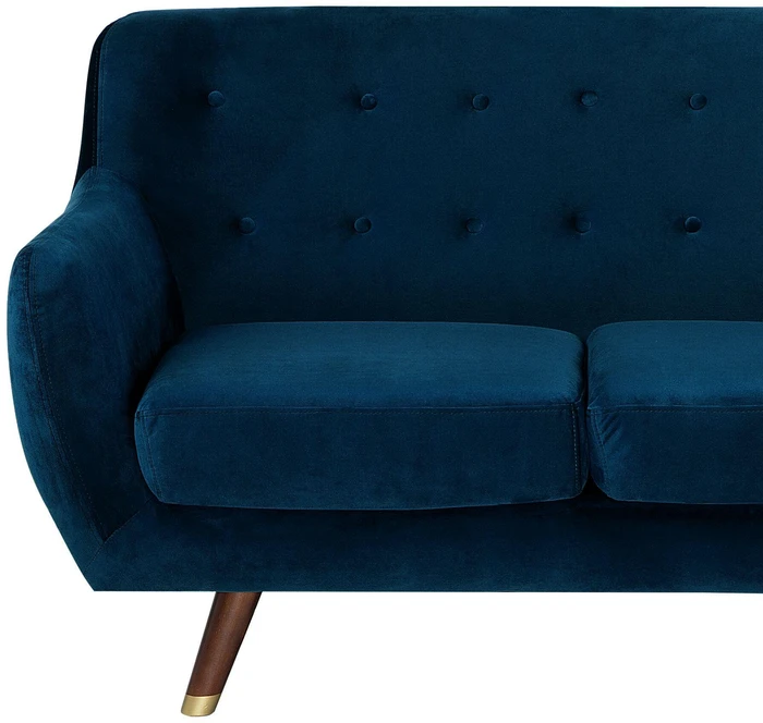 Beliani Trivietė sofa BODO, veliūras, tamsiai mėlyna