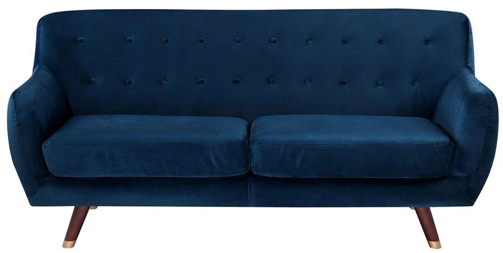 Beliani Trivietė sofa BODO, veliūras, tamsiai mėlyna