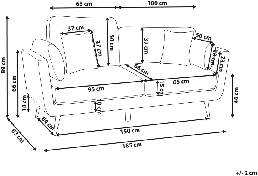 Beliani Trivietė sofa BOLGA rožinė