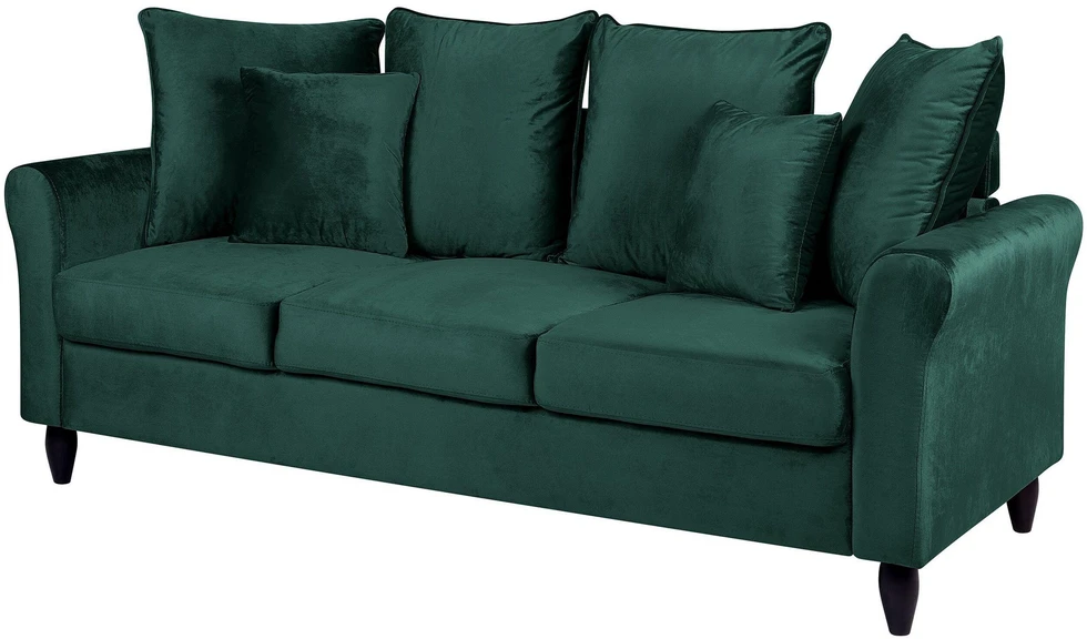Beliani Trivietė sofa BORNHOLM, veliūras, tamsiai žalia