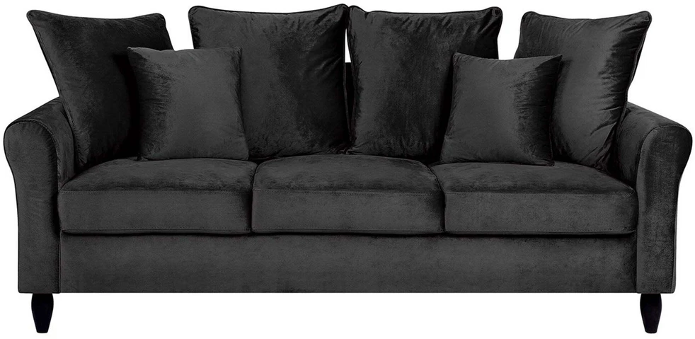 Beliani Trivietė sofa BORNHOLM, veliūrinė, juoda