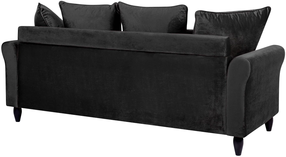 Beliani Trivietė sofa BORNHOLM, veliūrinė, juoda