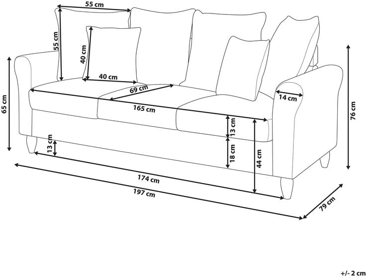 Beliani Trivietė sofa BORNHOLM, veliūrinė, juoda