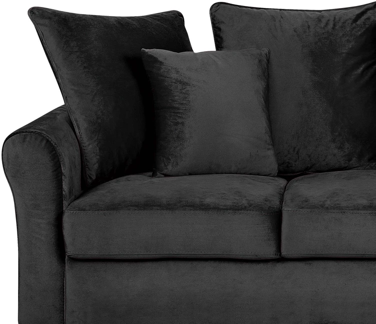 Beliani Trivietė sofa BORNHOLM, veliūrinė, juoda