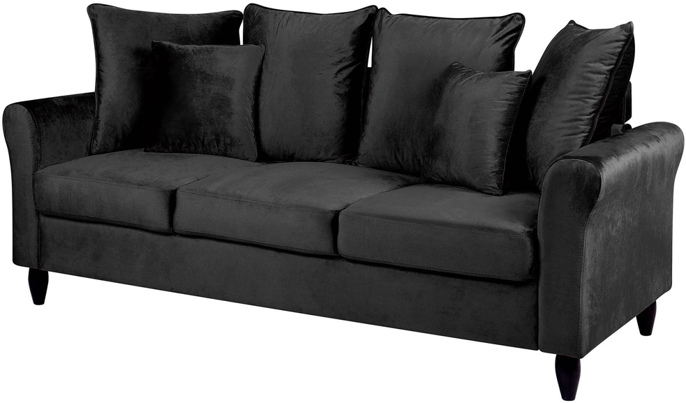Beliani Trivietė sofa BORNHOLM, veliūrinė, juoda