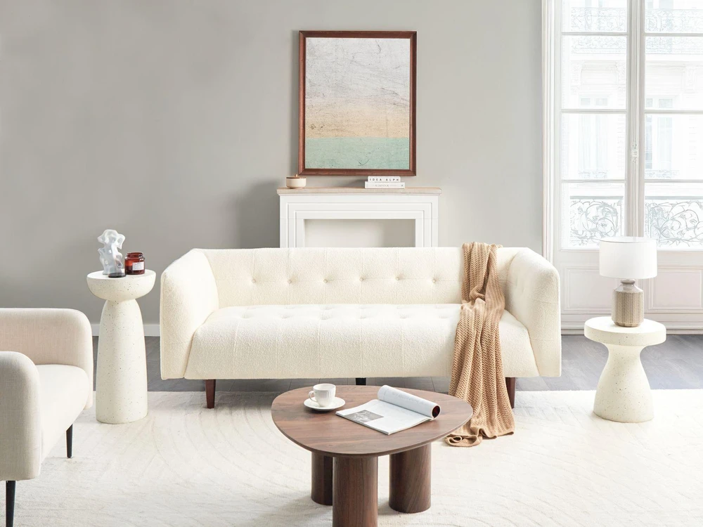 Beliani Trivietė sofa BYSKE Bouclé, balta