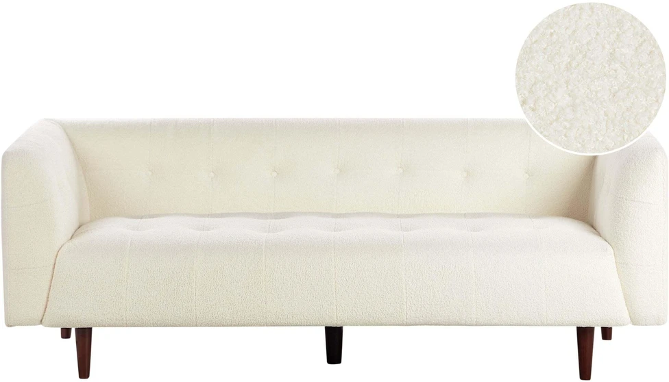 Beliani Trivietė sofa BYSKE Bouclé, balta